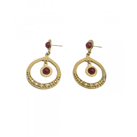 Boucles d'oreilles femme acier doré et bordeaux Orphélia