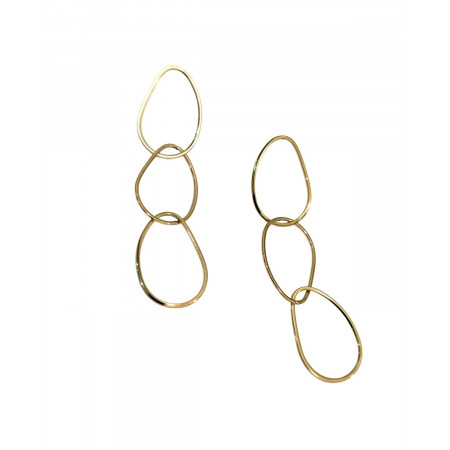Boucles d'oreilles femme acier doré anneaux entrelacés