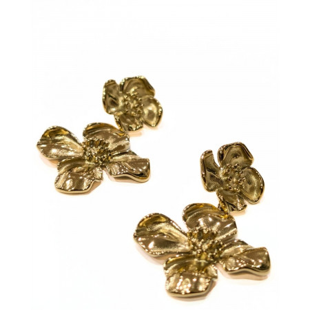 Boucles d'oreilles femme acier doré fleurs Cléophée