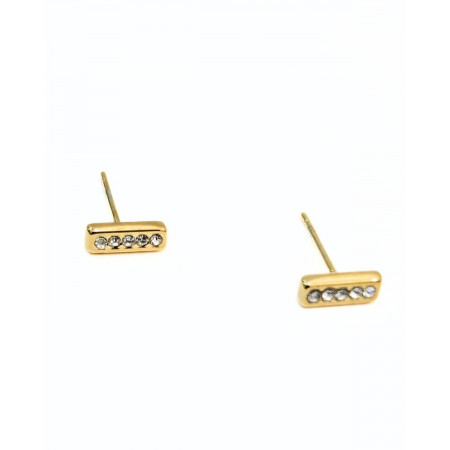 Boucles d'oreilles femme acier zirconium barre