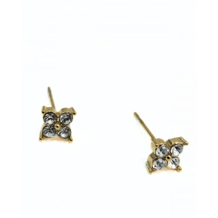 Boucles d'oreilles femme acier zirconium fleur