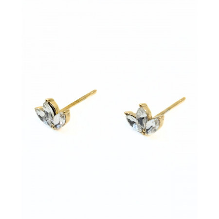Boucles d'oreilles femme acier zirconium trois pétales