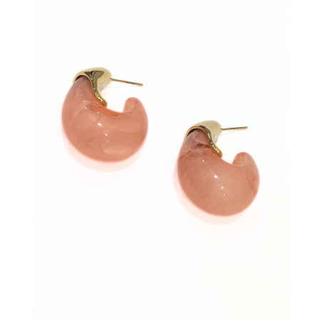 Boucles d'oreilles femme acier doré Résine rose Magali
