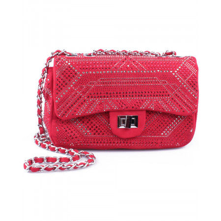Sac à main pochette à strass rouge Ceremonis