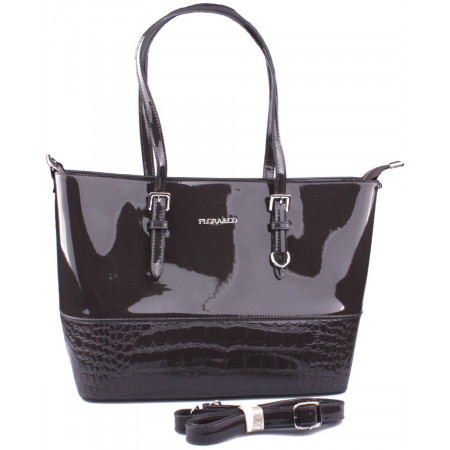 Sac à main vernis gris anthracite Crocalia