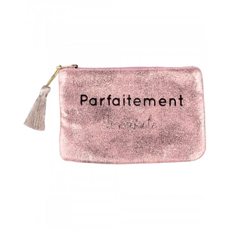 Petite pochette LOL rose pailletée Parfaitement imparfaite pompon doré