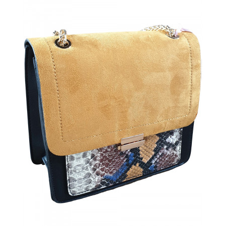 Sac à bandoulière moutarde et noir Caracroco