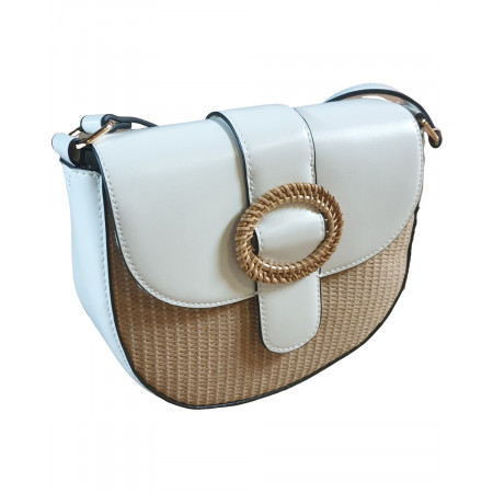 Sac à bandoulière paille blanc Rontadi