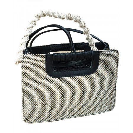 Sac à main ethnique noir et beige Trassaya