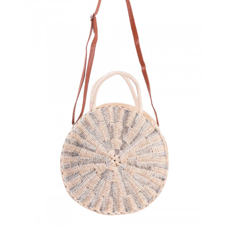 Sac en paille beige et argent Horolia