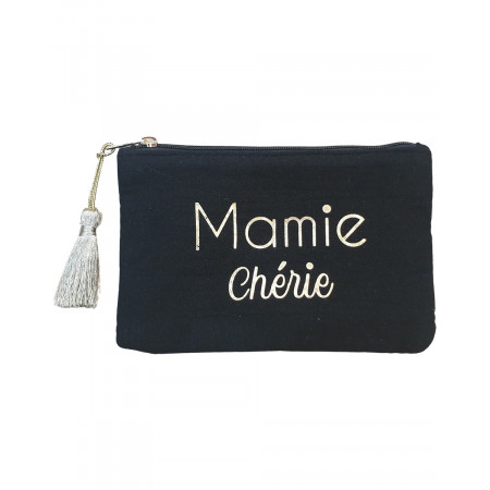 Pochette noire LOL Mamie Chérie et pompon-Or
