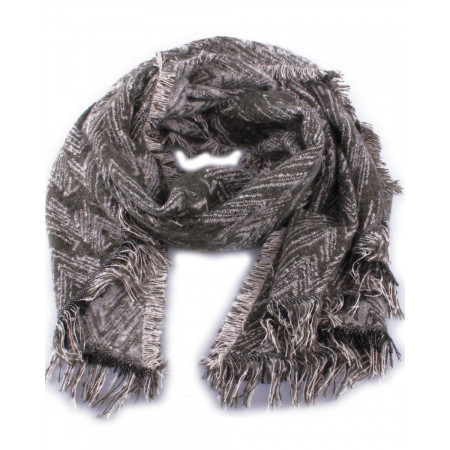 Grosse écharpe kaki et blanche brillante Zebris