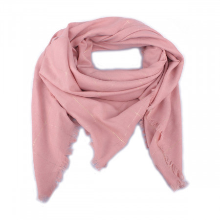 Echarpe rose à carreaux dorés et cuivrés