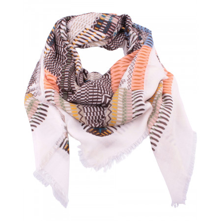 Echarpe carrée motifs ethniques pastels Incania