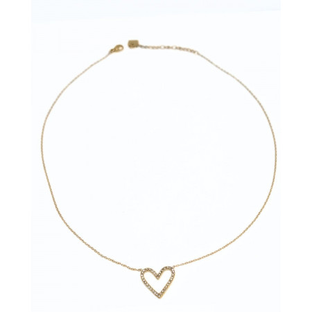 Collier femme acier inoxydable doré coeur strass