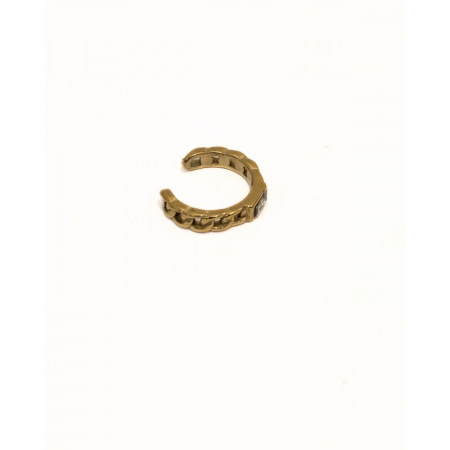 Boucle d'oreille arcade femme acier doré tresse strass