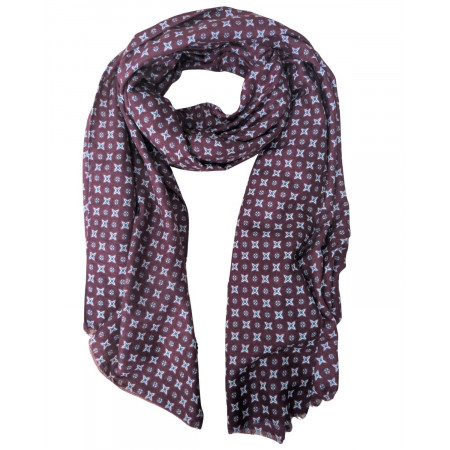 Echarpe femme bordeaux imprimés bleu et blancs Myriam