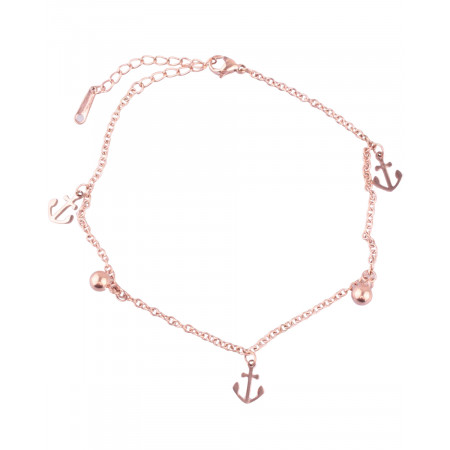 Bracelet de cheville ancre marine acier cuivré
