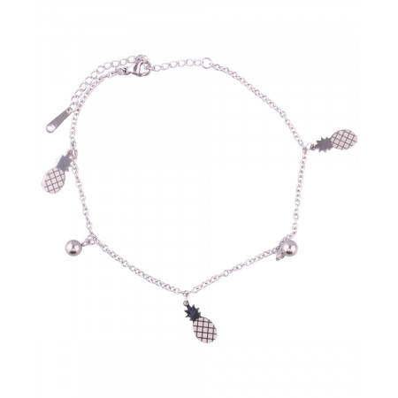 Bracelet de cheville ananas acier argenté