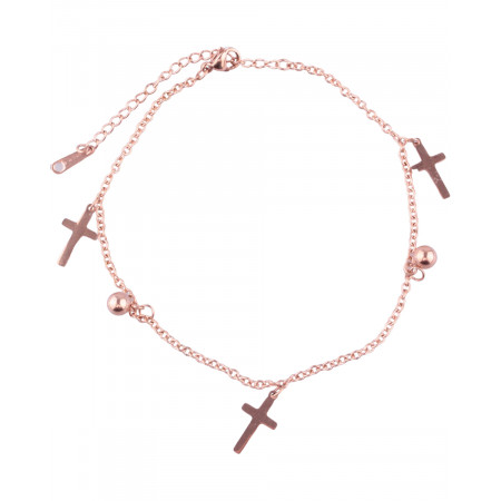 Bracelet de cheville croix acier cuivré