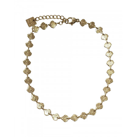 Chaine de cheville acier doré éventails