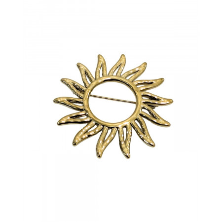 Broche acier doré soleil