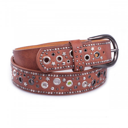 Ceinture marron camel clous étoiles Percili 90cm
