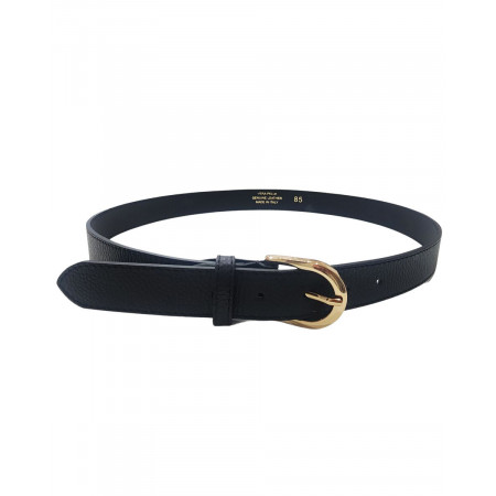 Ceinture femme noire cuir boucle dorée Vega