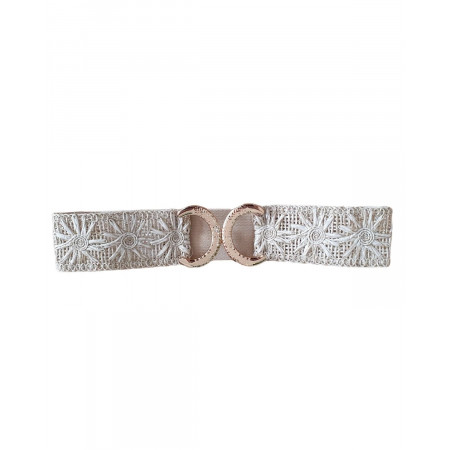 Ceinture élastique paille beige et dorée Isora
