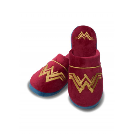 Chaussons Adulte bordeaux et dorés Wonder Woman