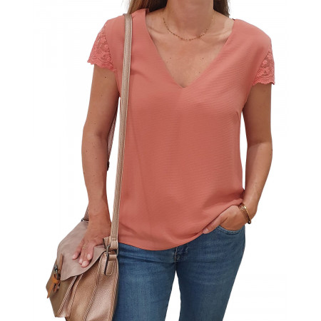Blouse femme réversible Noémie vieux rose
