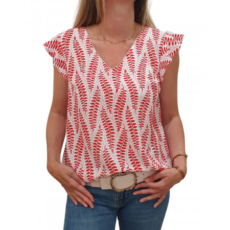 Blouse femme dos boutonné Andrea rouge