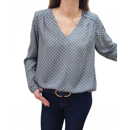 Blouse femme marine et blanche Karine