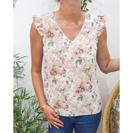 Blouse femme rose beige Abbie