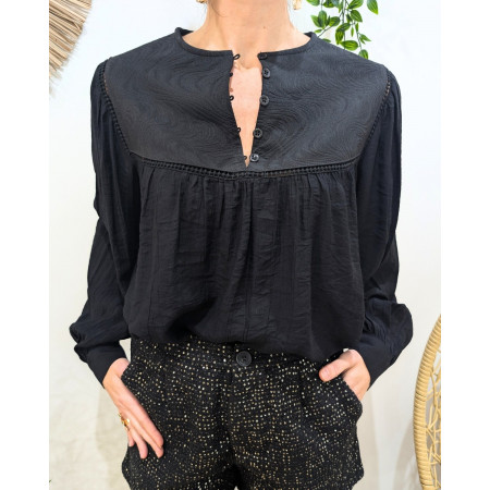 Chemisier femme fluide noir Yaëlle