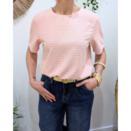 Blouse femme rose ajourée Honorine