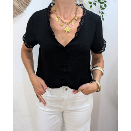 Blouse femme noir boutonnée Sorell