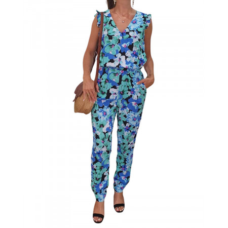 Combinaison femme pantalon zoé bleue et verte