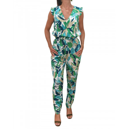 Combinaison femme pantalon Océane verte et bleue