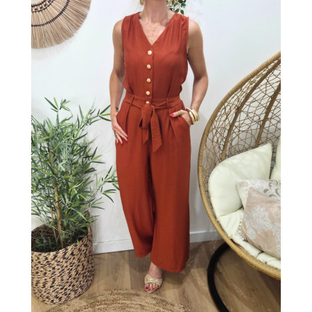 Combinaison femme terracotta boutons dorés Sira