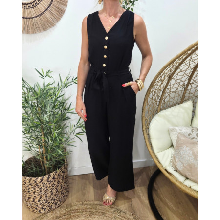 Combinaison femme noire boutons dorés Sira