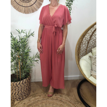 Combinaison femme jambes plissées bois de rose Amadea
