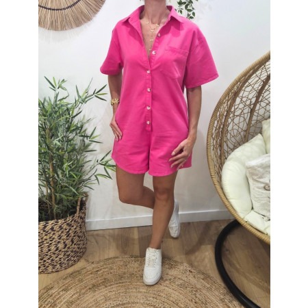 Combishort femme unie rose fuchsia