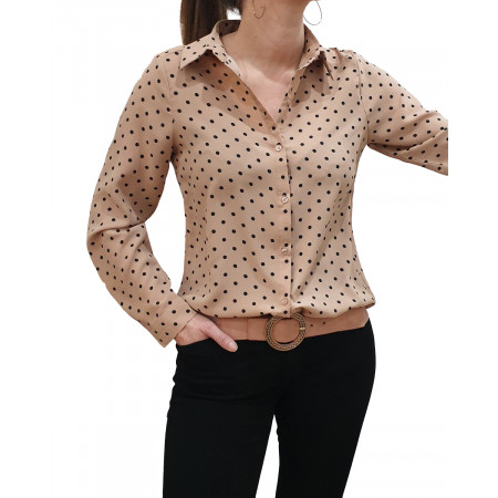 Chemisier nude à pois noirs