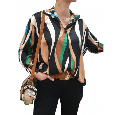 Chemisier long sixties multicolore