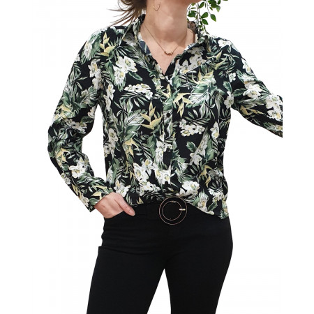 Chemisier Léa noir et vert