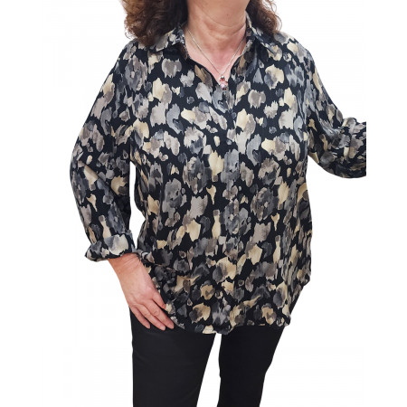 Chemisier femme noir gris Camelia