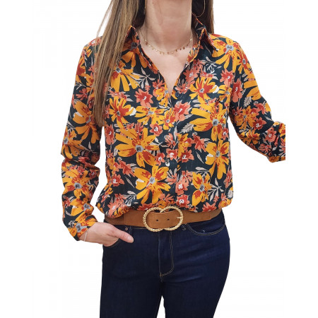 Chemisier femme vert orangé Fantine