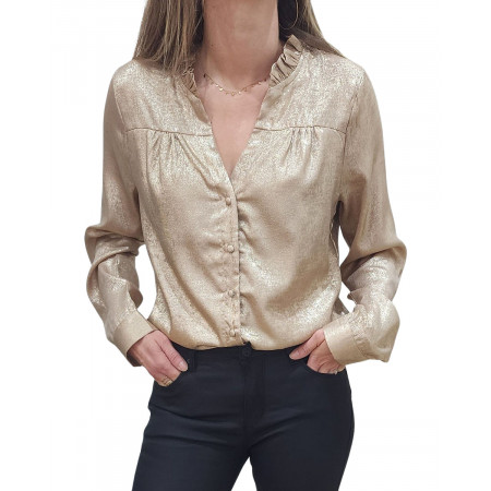 Chemisier femme satiné doré