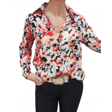 Chemisier femme fleuri rose Peggy